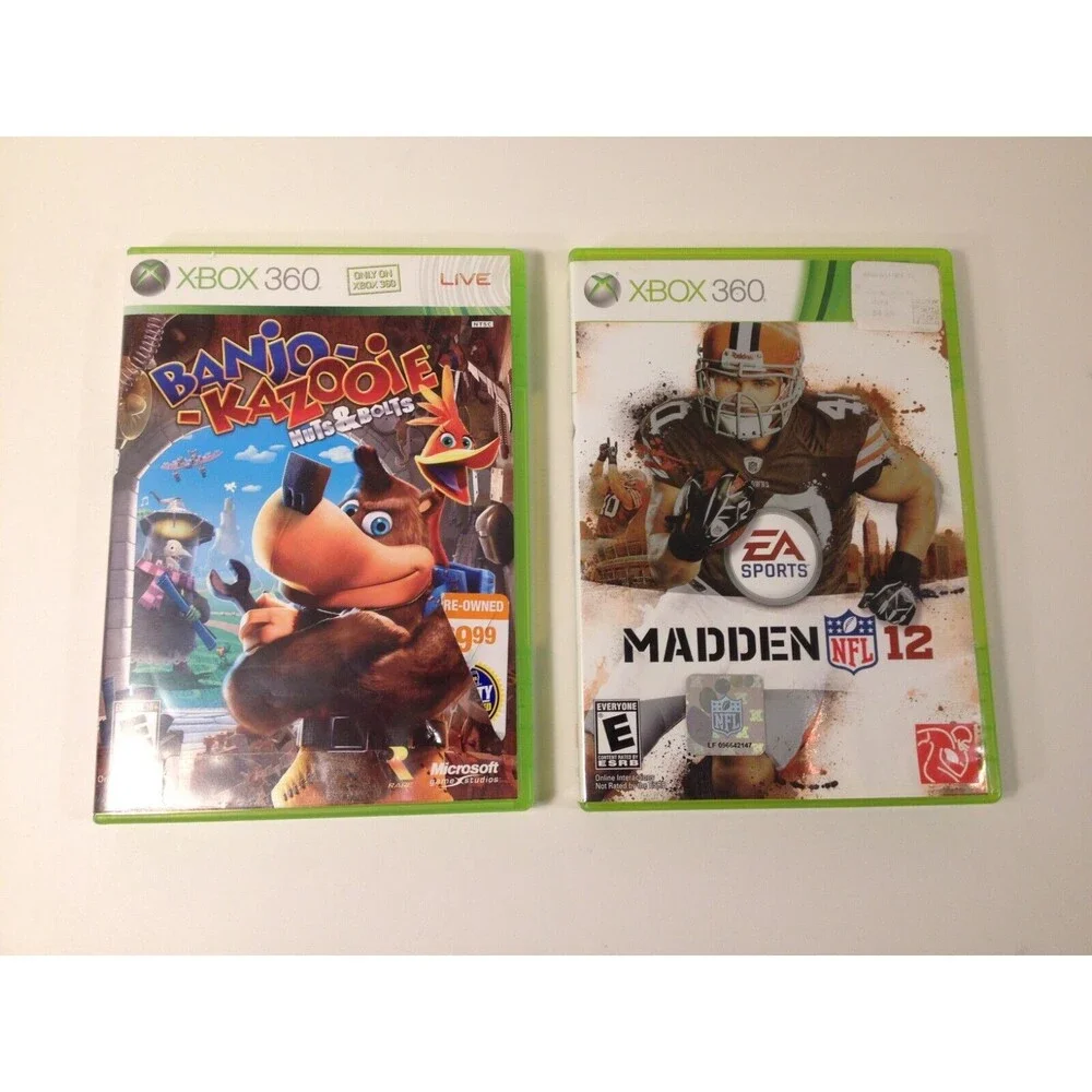 (2) Xbox 360 Banjo-Kazooie Nuts & Bolts Madden 12 NFL Video Game Both w/Case
